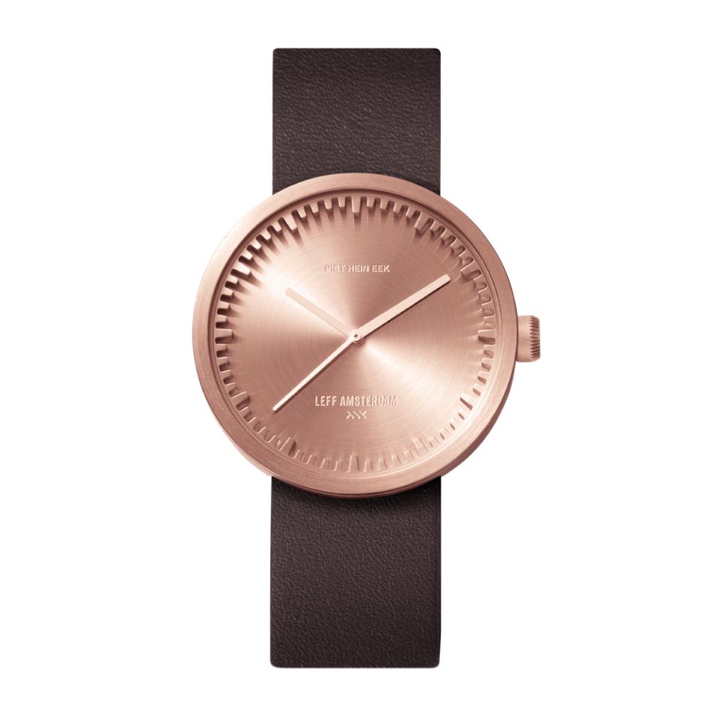 Leff Amsterdam LT71032 Tube Watch D38 Rose Gold / Brown Leather